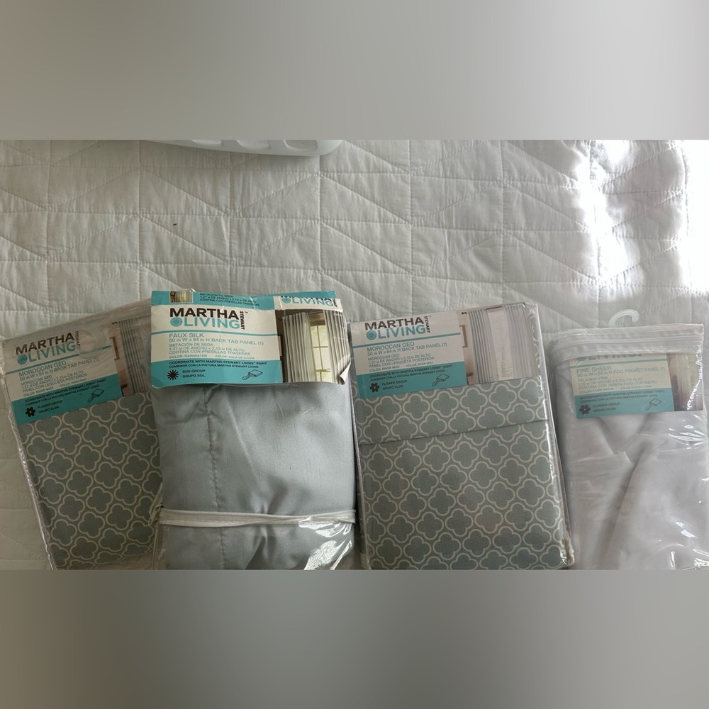 4 NEW IN PACKAGE PANELS…Martha Stewart Living in gorgeous 84” Length